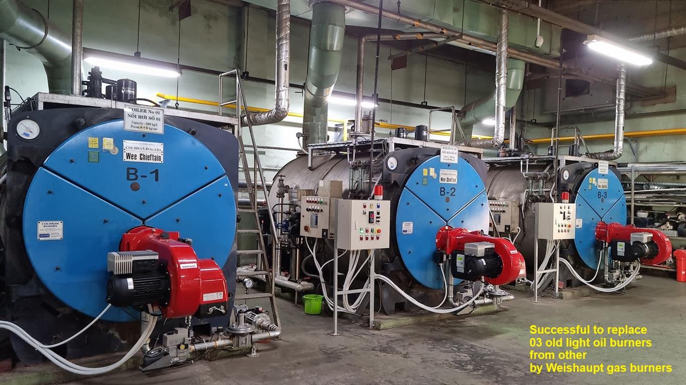 Weishaupt burners - Successful to replace 3 old light oil burners from other by Weishaupt gas burners | Tripod Bien Hoa | 2026